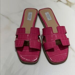 Steven Fuchsia Slide Sandals for Women